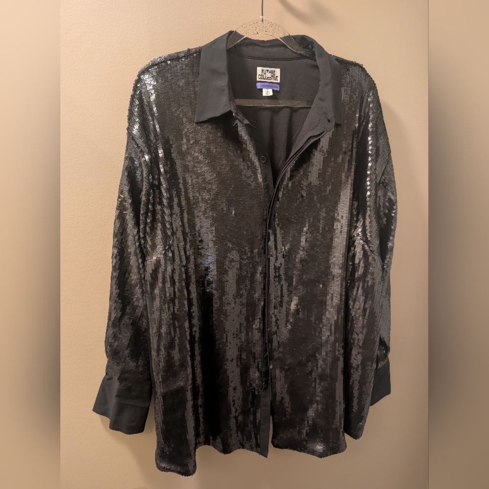 W/1X Future Collective x Kahlana Barfield Brown Button down Swing Blouse
